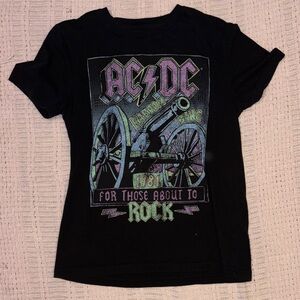 AC/DC Black Graphic Tee with Colorful Design